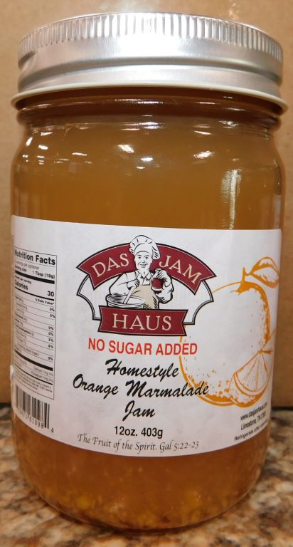 No Sugar Added  Orange Marmalade Jam 12oz.